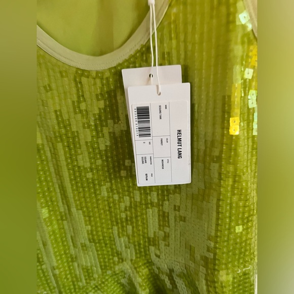 NWT Helmut Lang Green Sequinned Tank Top In Parrot, size 0 - Picture 3 of 7